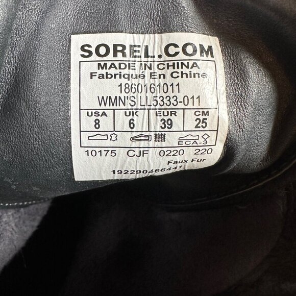 Sorel Conquest Wedge Apres Ski Boots in Black Leather Womens Size US 8 / EU 39 - Picture 5 of 7